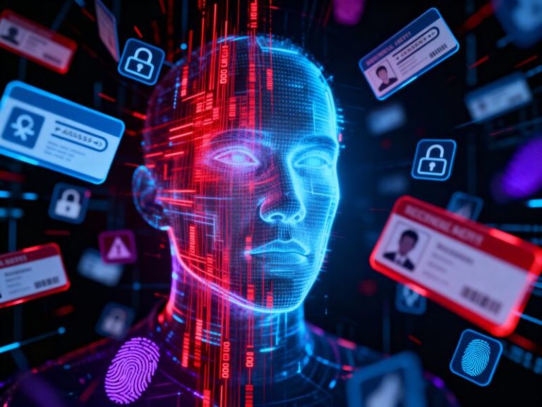 Editorial illustration of business leaders and IT security professionals reviewing cyber risk dashboards, secure networks, and incident response plans in a modern office.